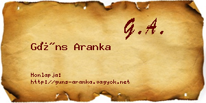 Güns Aranka névjegykártya